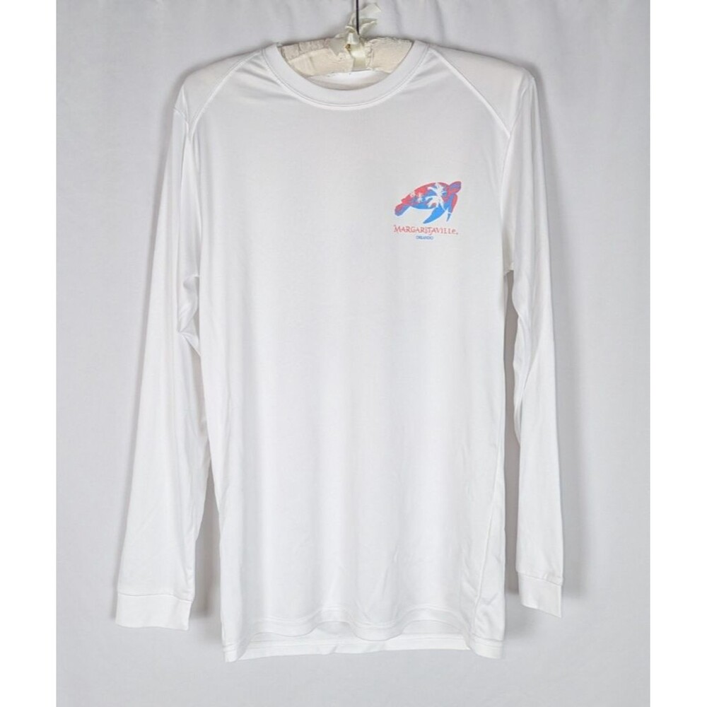 Margaritaville Sun Shirt S Men's White Quick Dry UPF 50+ Long Sleeve Turtle - Picture 2 of 8